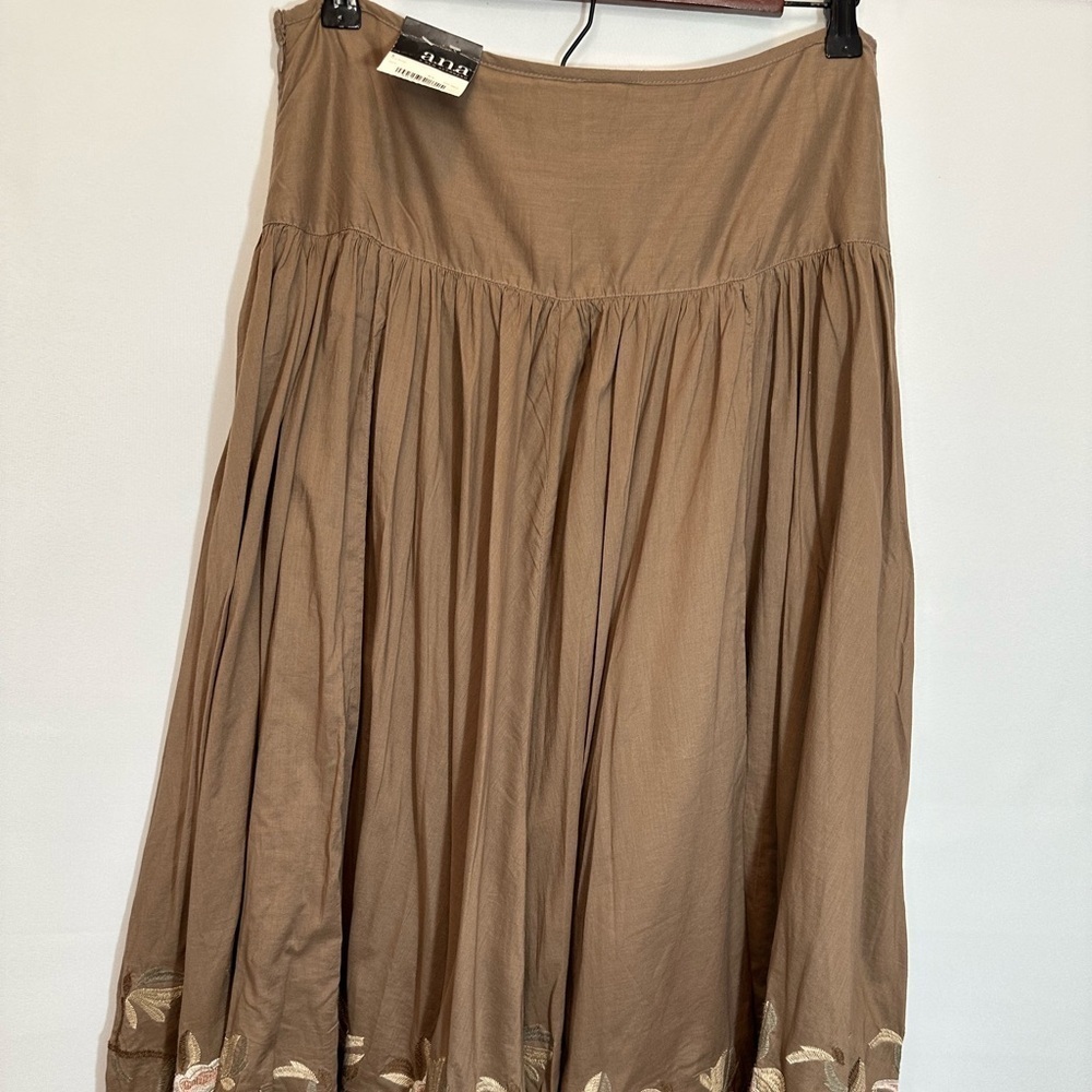 a.n.a A New Approach Skirt Womens Size 8 Embroidered 100% Cotton Tiered Lined - Picture 12 of 16